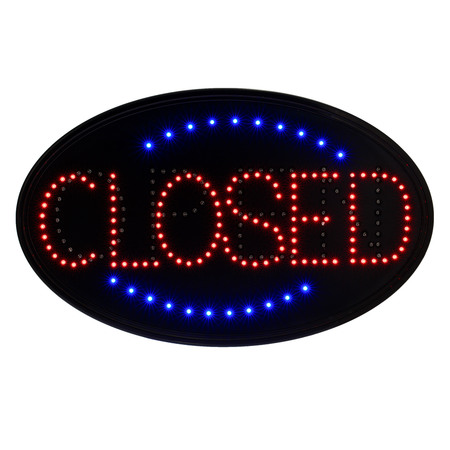 Alpine Industries LED Open/Closed Sign, Oval 23" x 14" 497-09